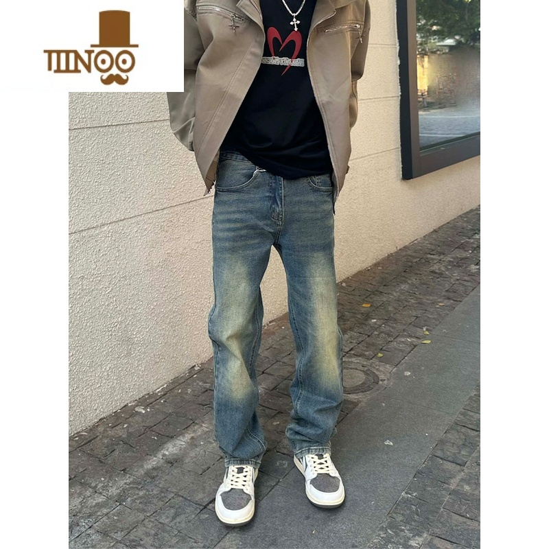 YANXU复古美式高街cleanfit穿搭男女款牛仔裤显瘦直筒宽松百搭休闲裤潮