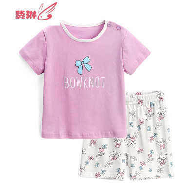女童休闲短袖服儿童睡衣套装宝宝夏装两件套费琳