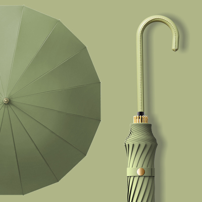 全自动雨伞女晴雨两用纳丽雅长柄森系s大号太阳伞遮阳甜美复古简约超大纯色系-抹茶绿
