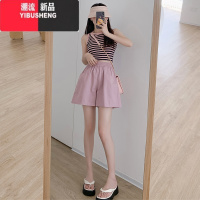 YIBUSHENG白色棉麻短裤女季薄款2024新款宽松休闲小个子阔腿工装运动短裤