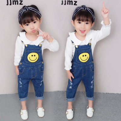 女童牛仔背带裤新款1-2-3-5岁4儿童春秋装韩版长裤女宝宝牛仔裤潮