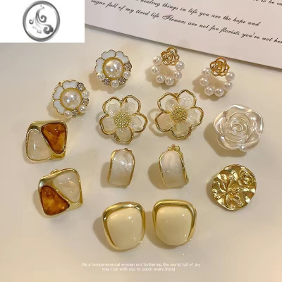 JiMi小巧精致耳夹女无耳洞高级感气质花朵耳环2023年新款潮时尚耳饰夏