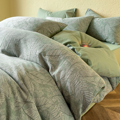 轻奢全棉床上用品四件套高级感100纯棉双层纱被套床单床笠三件套4