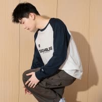 [8.5折价84.9元叠加优惠券]唐狮春秋季新款纯色长袖T恤男士衣服潮流白色圆领内搭打底衫