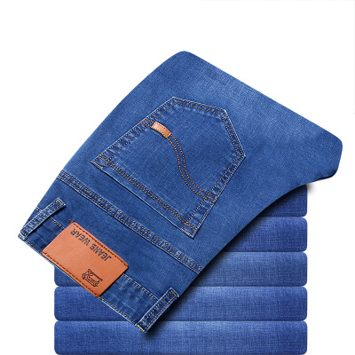 春夏新款男士牛仔裤弹力直筒修身百搭中青年休闲宽松长裤子