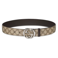 古驰GUCCI 互扣式双G搭扣腰带 匠心工艺帆布复古质感 时尚百搭 男