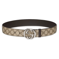 古驰GUCCI 互扣式双G搭扣腰带 匠心工艺帆布复古质感 时尚百搭 男