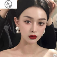 JiMi复古赫本风耳夹无耳洞大珍珠耳环新娘女高级气质名媛耳钉925银针