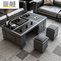 晋舰火烧石功夫茶几茶桌椅组合茶具一体套装茶台一键上水 1.5米宝马灰