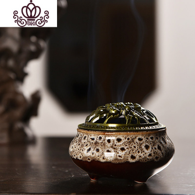 封后佛家香炉家用室内净化空气倒流熏香炉仿古塔香香薰炉香沉香焚香窑变-象牙灰香炉香薰灯炉/器具