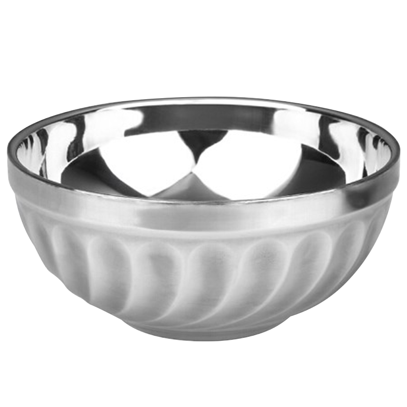 瓦图 (WATU) 厨房用具 5.5英寸亮光 玉兰砂光加厚铂金碗双层防烫手不锈钢汤碗 10个装