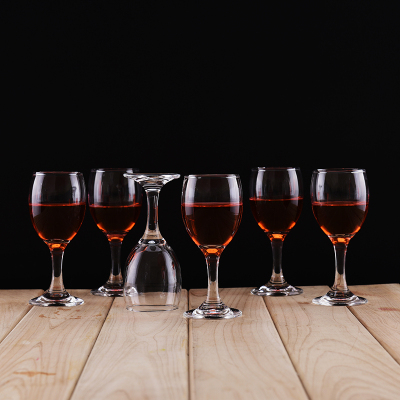 家用小号高脚杯无铅玻璃酒杯水晶红酒杯6只装加厚纳丽雅葡萄酒杯2号杯(180ml)*6只