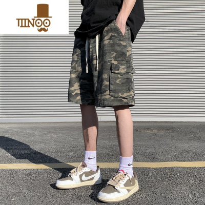 YANXU短裤男美式夏季迷彩休闲裤薄款宽松潮牌运动裤高街百搭五分裤