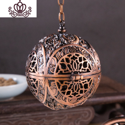 封后法球香薰球倒流香炉镂空香薰炉家用沉香檀香盘室内禅意创意摆件香囊球（古红色）香薰灯炉/器具