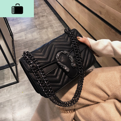 韩版包包女2020新款纯色百搭小方包链条休闲简约单肩时尚斜挎包潮NEW LAKE女斜挎包