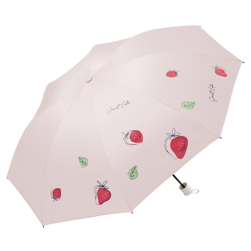 天堂成人防紫外线三折黑胶晴雨伞57*8骨大伞面耐用防水防晒伞风景图案