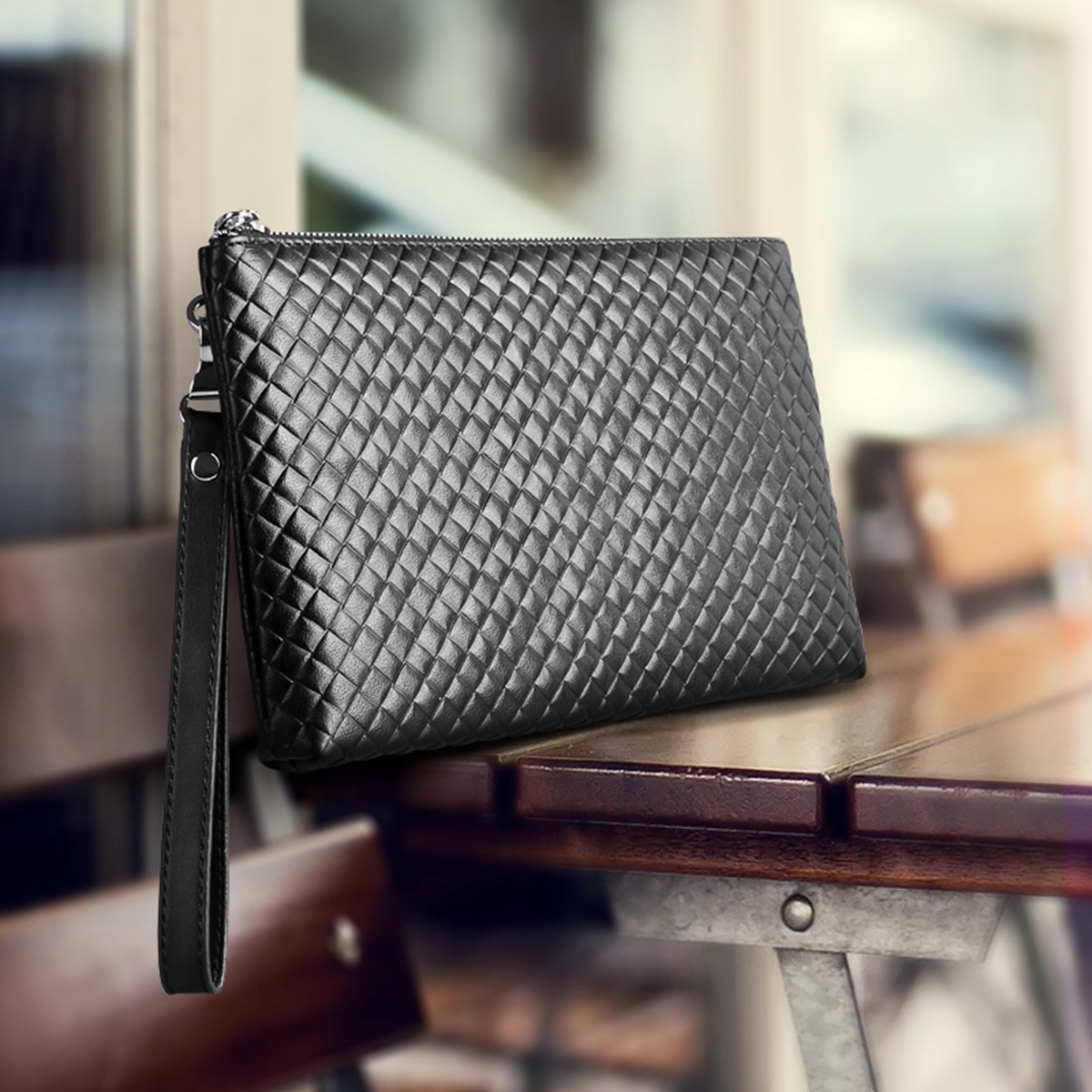 手包男真皮信封包手工编织纹手抓包男士小包胎牛皮休闲皮包手提夹包