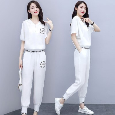 夏天运动服套装女2021年夏潮时尚短袖休闲两件套妃秀格