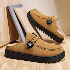 男士纯色包头半拖休闲日常平跟舒适透气新款时尚百搭潮流男款勃肯