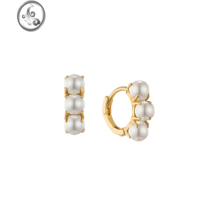 JiMi「港风美人」精致复古法式简约mini三颗小珍珠耳圈耳环ins气质潮 小珍珠一对