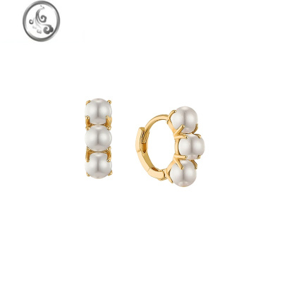 JiMi「港风美人」精致复古法式简约mini三颗小珍珠耳圈耳环ins气质潮
