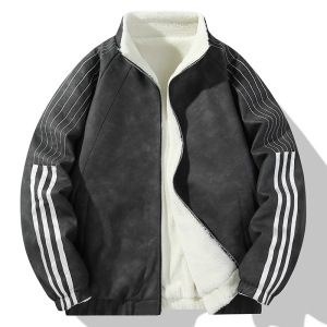 棉衣男秋冬季新款情侣羊羔绒加厚保暖外套宽松百搭立领双面穿棉服