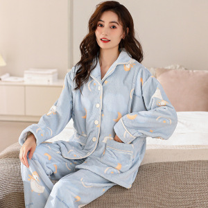 珊瑚绒孕妇睡衣女士秋冬季月子服加厚保暖孕期产后哺乳家居服套装