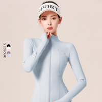 裸感瑜伽服运动外套修身锦纶立领紧身夹克上衣跑步健身服