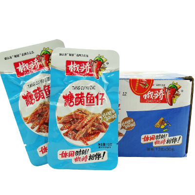 包邮椒骄糖醋味鱼仔390g（13g×30包）盒装即食零嘴休闲办公零食
