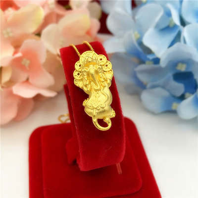 新款镀金貔貅吊坠项链幸运福气仿越南沙金钱币貔貅项链女持久保色送女朋友老婆情人节七夕生日礼物