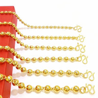 越南沙金项链男士实心光面圆珠链情侣铜镀金项链欧币仿黄金项链男送女朋友老婆情人节七夕生日礼物