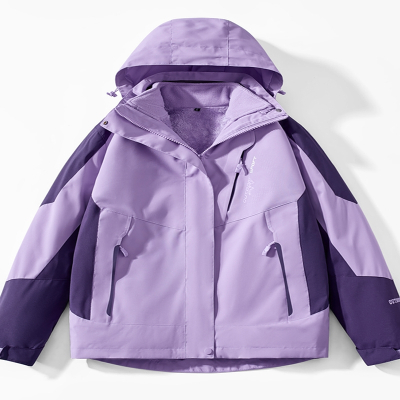  冲锋衣外套女冬季三合一可拆卸户外闪电客加绒加厚保暖春秋款单层妈妈装