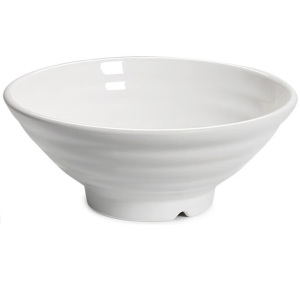 面馆专用密胺面碗商用仿瓷塑料防摔餐具牛肉汤拉面碗麻 白色 8英寸 直径20.2厘米高8厘米