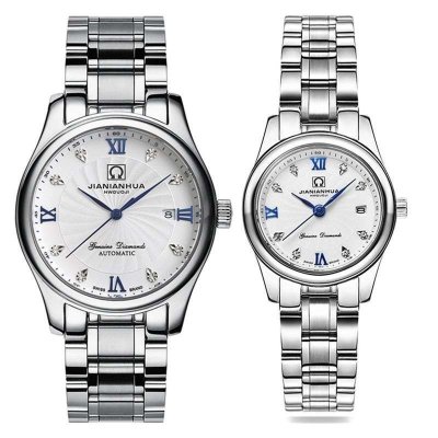 瑞士嘉年华情侣手表名匠商务系列精钢石英表 男日历防水大三针间金男士女士对表 腕表8828G、8830L情侣水钻石英款