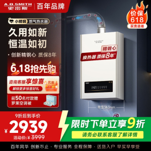 AO史密斯新品小体积13升精钢燃气热水器 JSQ26-EC3 负压燃烧更安全 精控恒温 家用持久恒温大水量