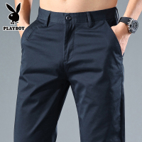 花花公子纯棉休闲裤男士夏季薄款2025新款宽松直筒弹力商务裤子男