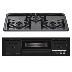 日本原装进口 RINNAI林内 嵌入式烤箱灶 METAL系列三眼灶中配黑色 RS31M5H2RABW-LPG燃气灶