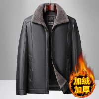 年爸爸装时尚加绒加厚大码中老年男休闲外套冬装50岁PU皮衣服