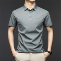 潮流短袖T恤男士夏季冰丝薄款半袖体恤上衣弹力休闲爸爸装 半袖衫