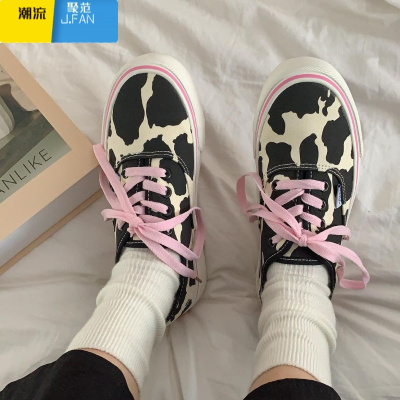 聚范粉红女鞋新款少女心奶牛拼色板鞋女韩版百搭帆布鞋子ins潮奶牛拍下备注平时所穿尺码或联系客服