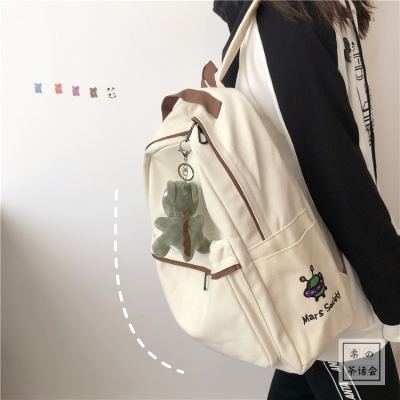 韩版ins风帆布书包女学院风chic校园学生双肩包日系原宿旅行背包