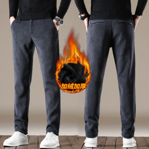 裤子男春秋灯芯绒休闲裤弹性男款加绒直筒休闲长裤韩版百搭男装裤_53