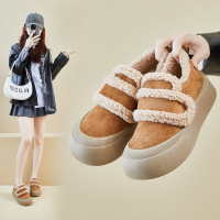冬季加绒小白鞋新款韩版女学生厚底增高保暖棉鞋休闲