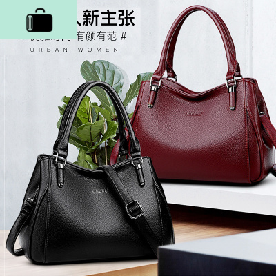 时尚皮中年妈妈包2020新款中老年女包包婆婆软皮大气斜挎手提包NEW LAKE女斜挎包