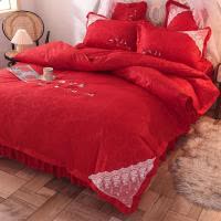 美帮汇款水洗棉四件套床品套件少女心床裙款被套公主风床罩床上用品