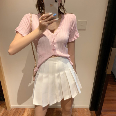 枫述春夏新款韩版学生chic裙子高腰百褶短裙女港味百搭a字裙半身裙裤
