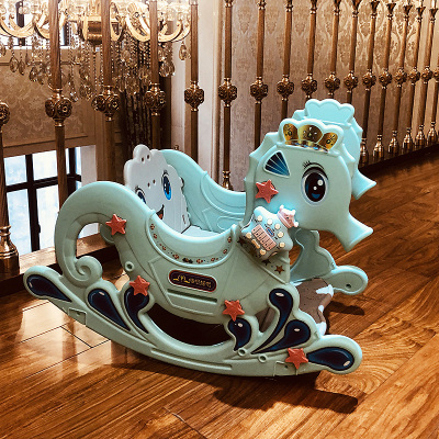 木马儿童摇马宝宝两用摇摇马婴儿玩具一周岁生日摇椅小推车摇椅(薄荷色)单用+音乐机