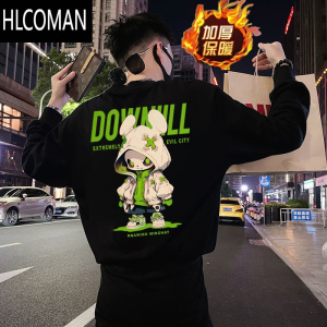 HLCOMAN欧洲站新款卫衣男欧货潮牌T恤修身墨镜小熊印花上衣长袖男