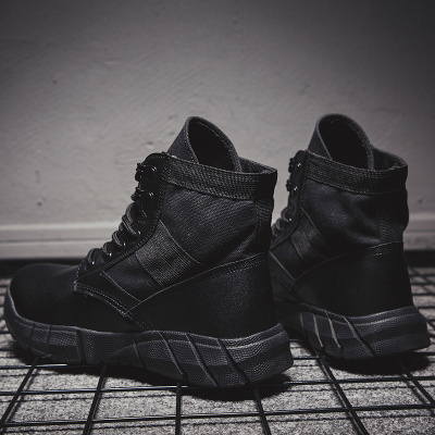 述雅秋冬特大码45机车黑色马丁靴男中帮46加绒保暖休闲加肥47工装鞋子