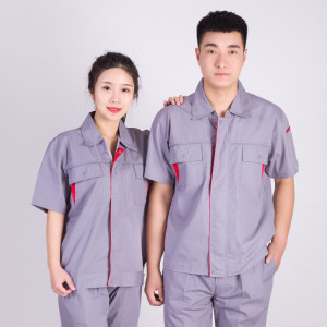 迅众 夏季工作服套装男耐磨透气汽修服车间工装上衣劳保服厂服短袖定制[颜色备注]